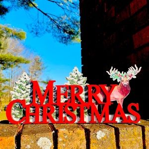 *Merry Christmas Deer Wood Cutout Sitter